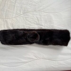 Black Genuine Mink Belt